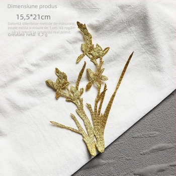 Aplicație broderie cu orchidă, stil etnic, pentru haine, rayon, Rainbow embroidery, cu adeziv pe spate pentru călcător