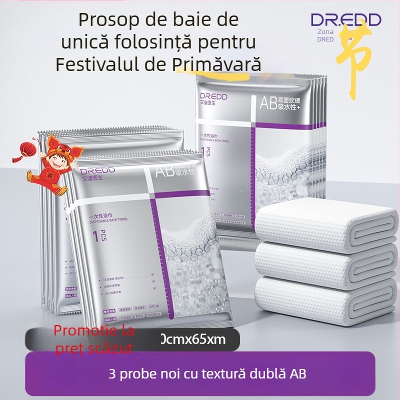 Prosop de baie de unică folosință, Dr. eddie, din fibre vegetale, formare prin presare la cald, absorbție în 0–5 s.