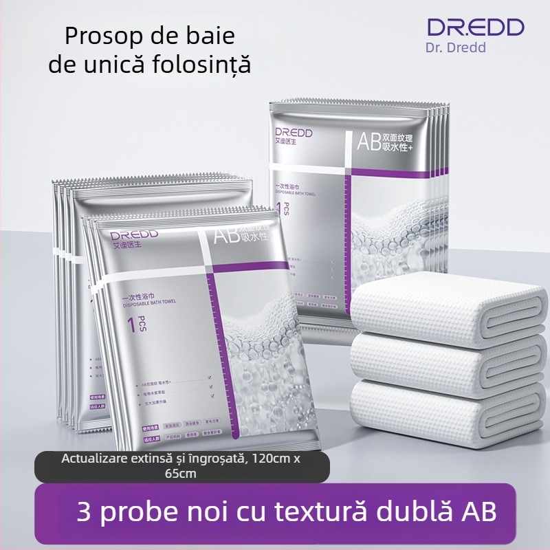 Prosop de baie de unică folosință, Dr. eddie, din fibre vegetale, formare prin presare la cald, absorbție în 0–5 s.