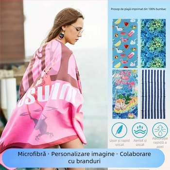 Prosop de plajă și baie din bumbac 100%, imprimat, 500 g sau mai mult, personalizabil