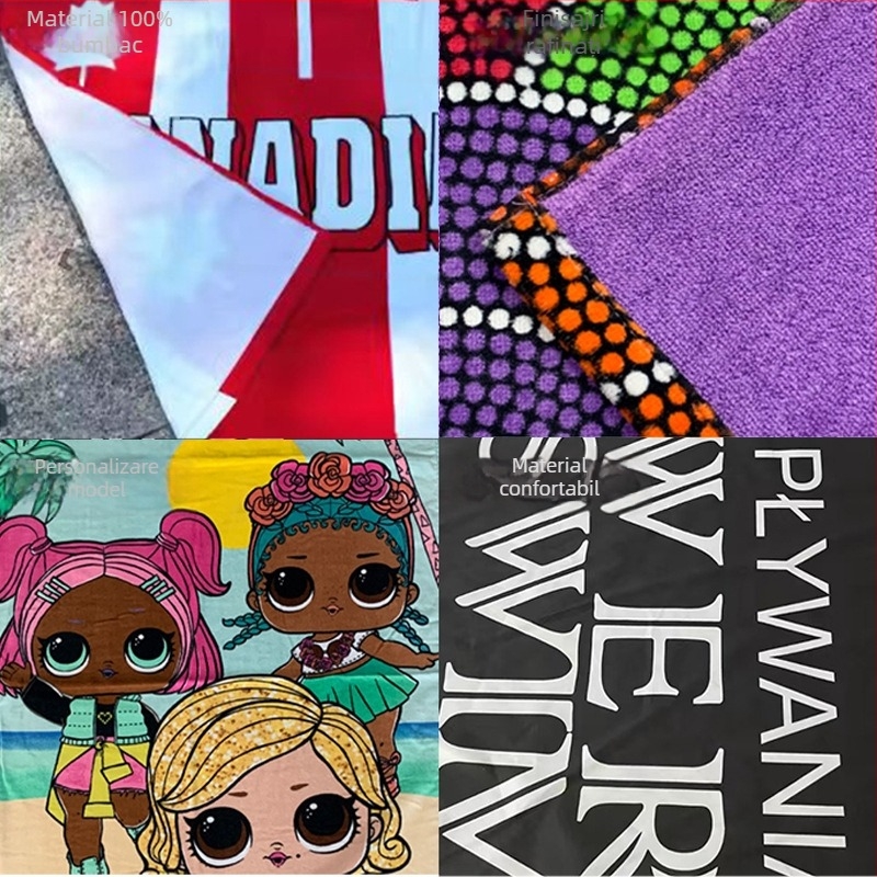 Prosop de plajă și baie din bumbac 100%, imprimat, 500 g sau mai mult, personalizabil