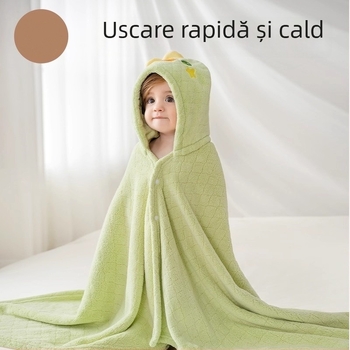 Prosop de baie cu glugă pentru bebeluți, imprimeu animal, țesătură super fibră, umplutură din bumbac pur, pentru copii 1–3 ani, primăvara 2025