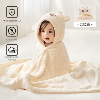 Prosop de baie cu glugă pentru bebeluți, imprimeu animal, țesătură super fibră, umplutură din bumbac pur, pentru copii 1–3 ani, primăvara 2025