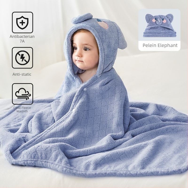 Prosop de baie cu glugă pentru bebeluți, imprimeu animal, țesătură super fibră, umplutură din bumbac pur, pentru copii 1–3 ani, primăvara 2025