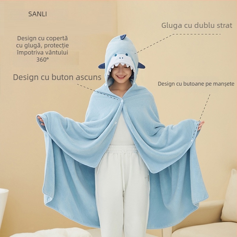 Sanli Coral Fleece Cape Beach Towel – Prosop de plajă absorbant, Jacquard, greutate peste 500 g, fire 100×170, Brand Sanli