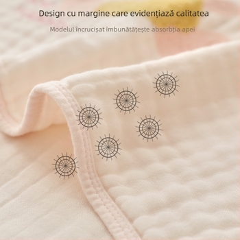 Prosop de baie pentru bebeluți din tifon, șase straturi, extrem de moale; 200–300 g, 40 fire, broderie și tiv, personalizabil