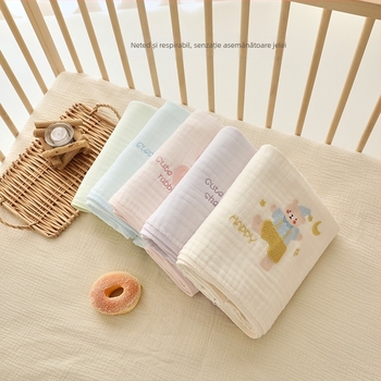 Prosop de baie pentru bebeluți din tifon, șase straturi, extrem de moale; 200–300 g, 40 fire, broderie și tiv, personalizabil