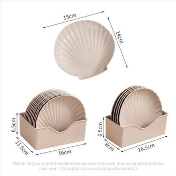 Tava în formă de scoică, 15 cm, din paie de grâu, farfurie pentru fructe, stil nordic minimalist