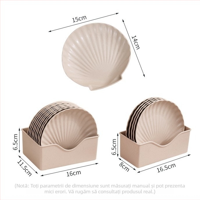 Tava în formă de scoică, 15 cm, din paie de grâu, farfurie pentru fructe, stil nordic minimalist