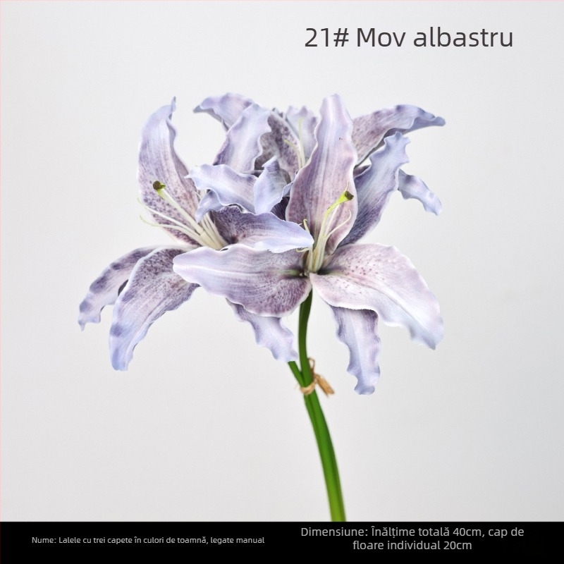 Aranjament cu trei capete de crini, legat manual, pentru decor de casă, flori artificiale, vază decorativă elegantă