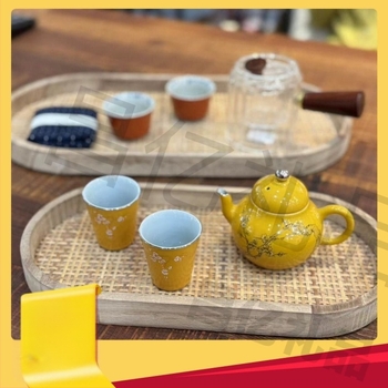 Tavă retro handmade în stil japonez pentru cești de ceai și obiecte mici