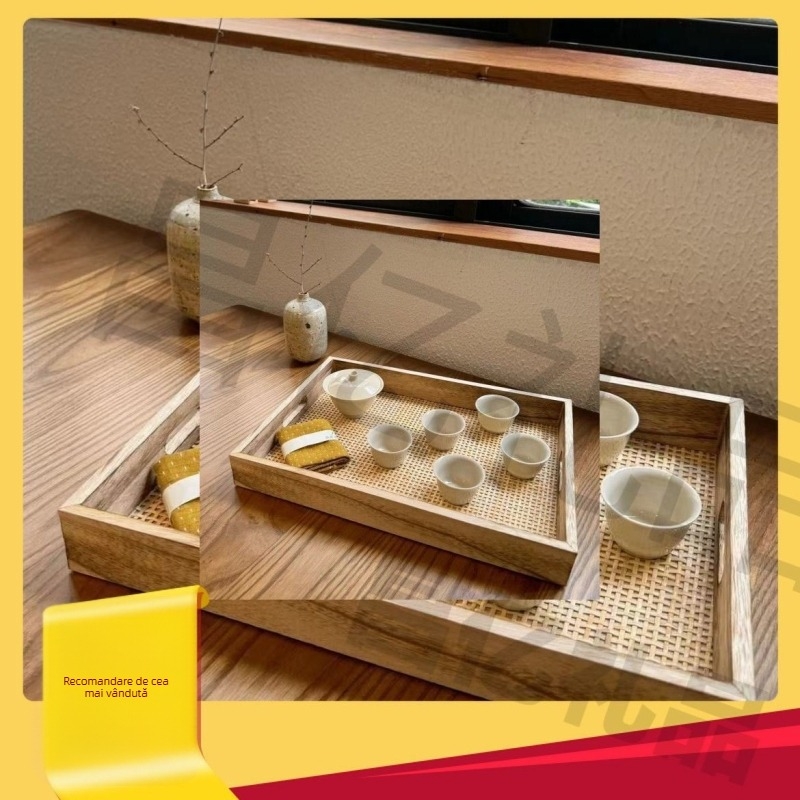Tavă retro handmade în stil japonez pentru cești de ceai și obiecte mici