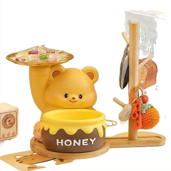 Ursuleț drăguț suport de chei pentru intrare, rășină, stil modern minimalist, ambalaj din carton