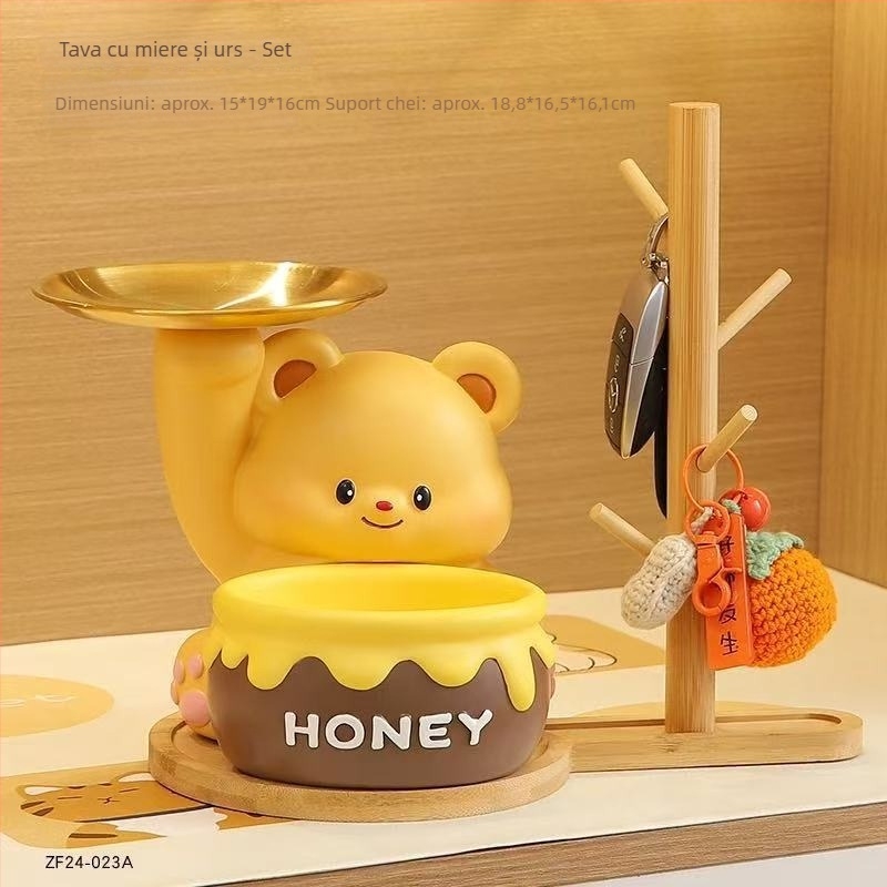 Ursuleț drăguț suport de chei pentru intrare, rășină, stil modern minimalist, ambalaj din carton