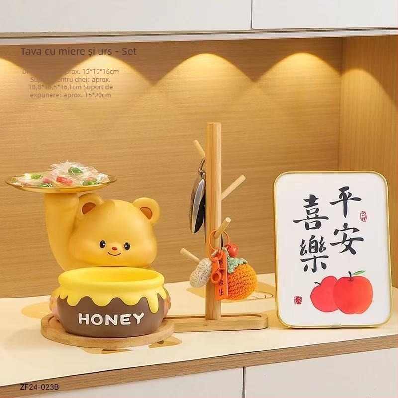 Ursuleț drăguț suport de chei pentru intrare, rășină, stil modern minimalist, ambalaj din carton