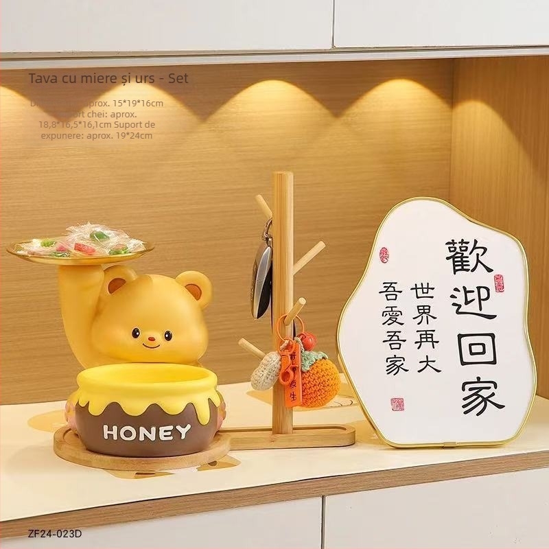 Ursuleț drăguț suport de chei pentru intrare, rășină, stil modern minimalist, ambalaj din carton