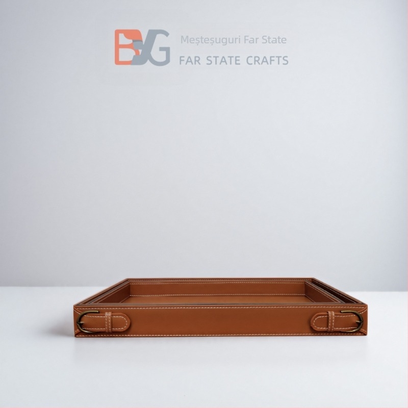 Tavă de ceai - Materiale: lemn, piele, metal și flanel; Stil: stil nou chinezesc; Formă: dreptunghiulară; Suprafața: 38431127446; Ambalare: carton