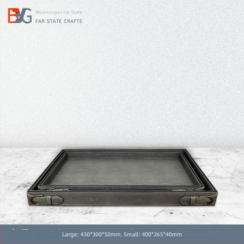 Tavă de ceai - Materiale: lemn, piele, metal și flanel; Stil: stil nou chinezesc; Formă: dreptunghiulară; Suprafața: 38431127446; Ambalare: carton