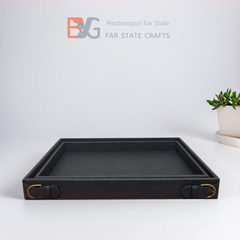 Tavă de ceai - Materiale: lemn, piele, metal și flanel; Stil: stil nou chinezesc; Formă: dreptunghiulară; Suprafața: 38431127446; Ambalare: carton