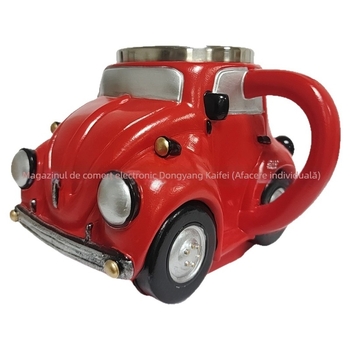 Cană în formă de mașină, din rășină și oțel inoxidabil, realizată manual, stil american, pentru decor de casă și cafenele