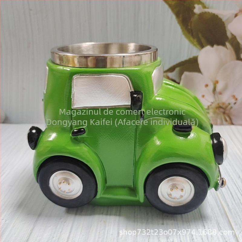 Cană în formă de mașină, din rășină și oțel inoxidabil, realizată manual, stil american, pentru decor de casă și cafenele