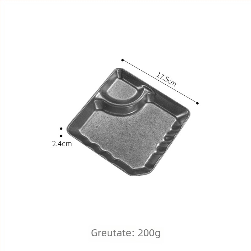 Platou pentru gustări din oțel inoxidabil, cu compartiment pentru sos, în formă de scoică, stil retro, formă neregulată