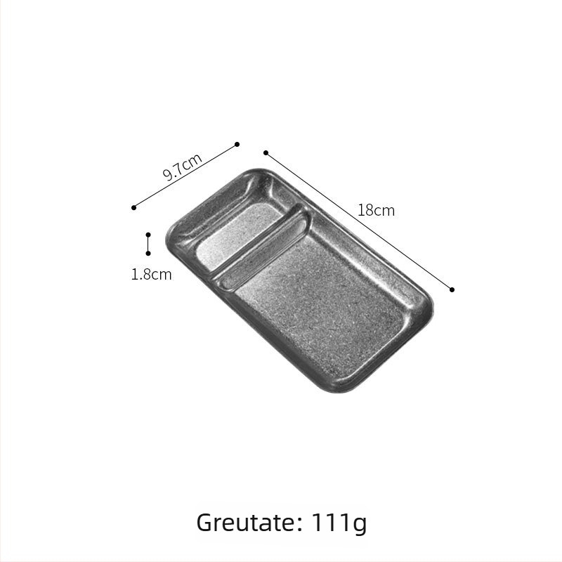 Platou pentru gustări din oțel inoxidabil, cu compartiment pentru sos, în formă de scoică, stil retro, formă neregulată