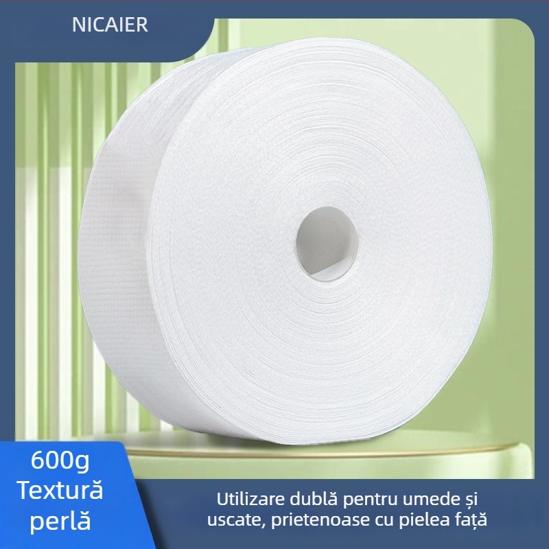 Prosop de curățare facial în rolă - 100% viscose, fibre de viscose, țesătură plată, personalizare disponibilă, conținut principal 100%