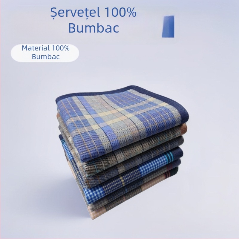 Batistă de buzunar Yan su xing, bumbac 100%, model carouri închis, 17 g