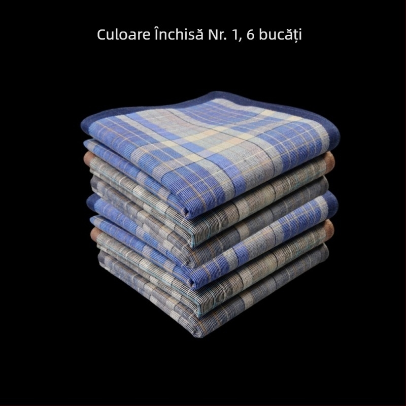 Batistă de buzunar Yan su xing, bumbac 100%, model carouri închis, 17 g