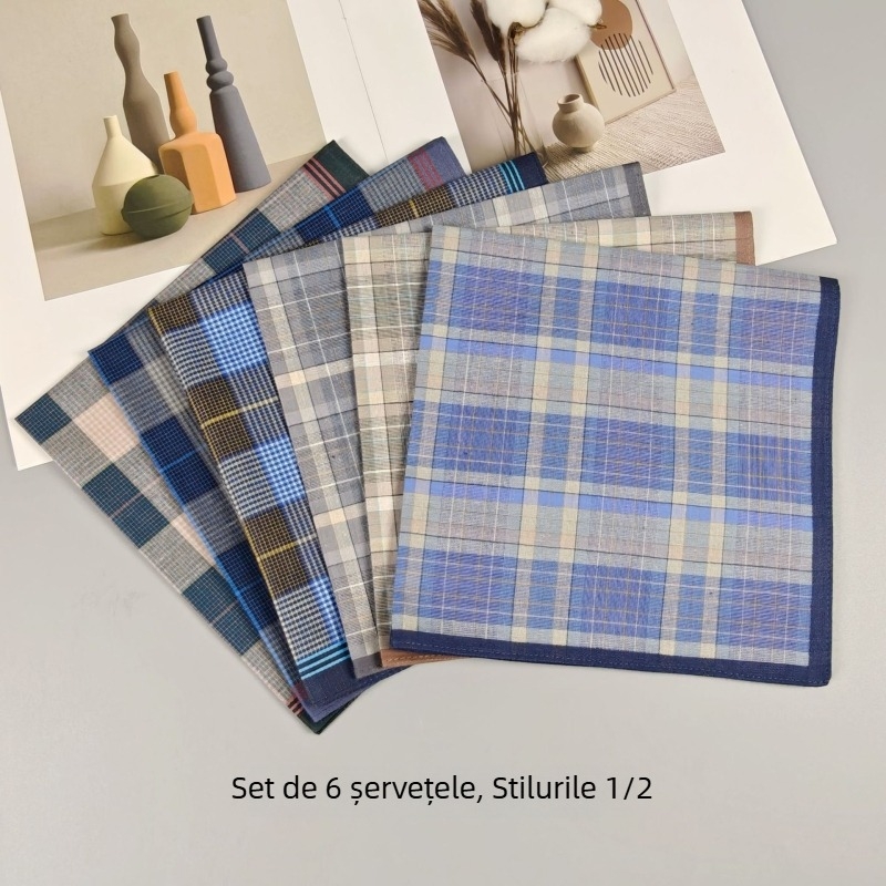 Batistă de buzunar Yan su xing, bumbac 100%, model carouri închis, 17 g