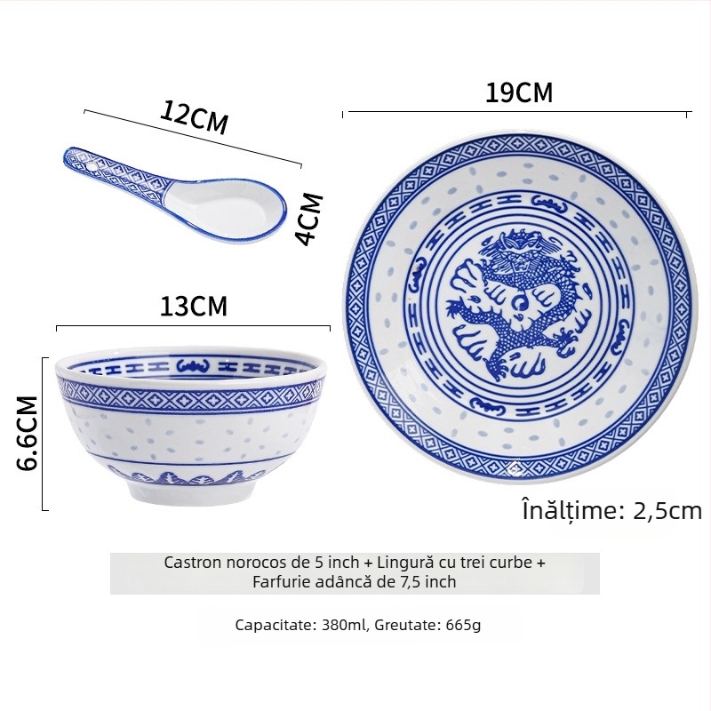 Bol din porțelan cu model floral, culoare subglazură, compatibil cu microunde, stil Chinez nou