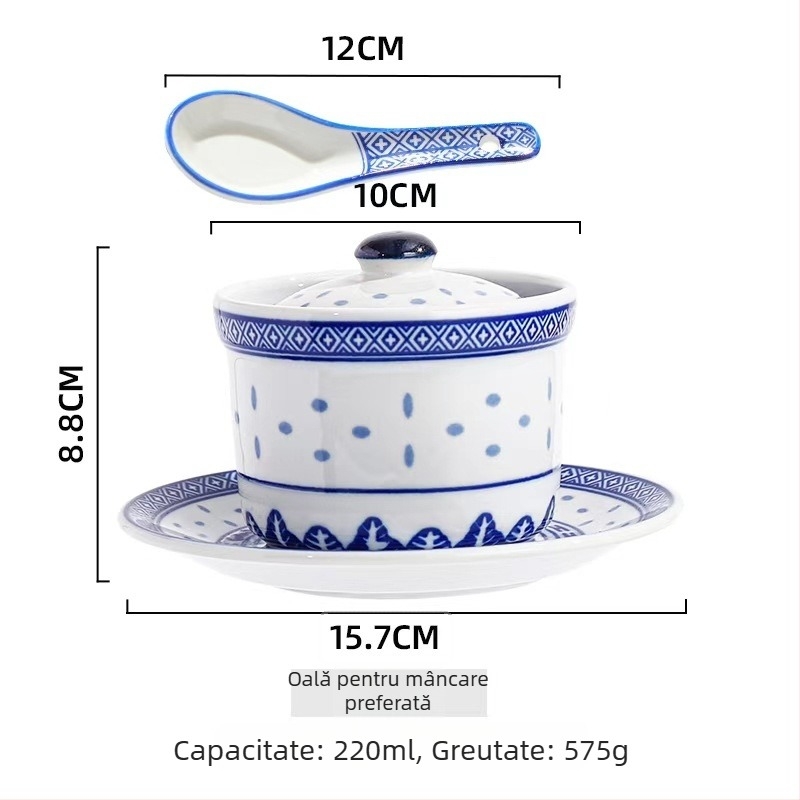 Bol din porțelan cu model floral, culoare subglazură, compatibil cu microunde, stil Chinez nou
