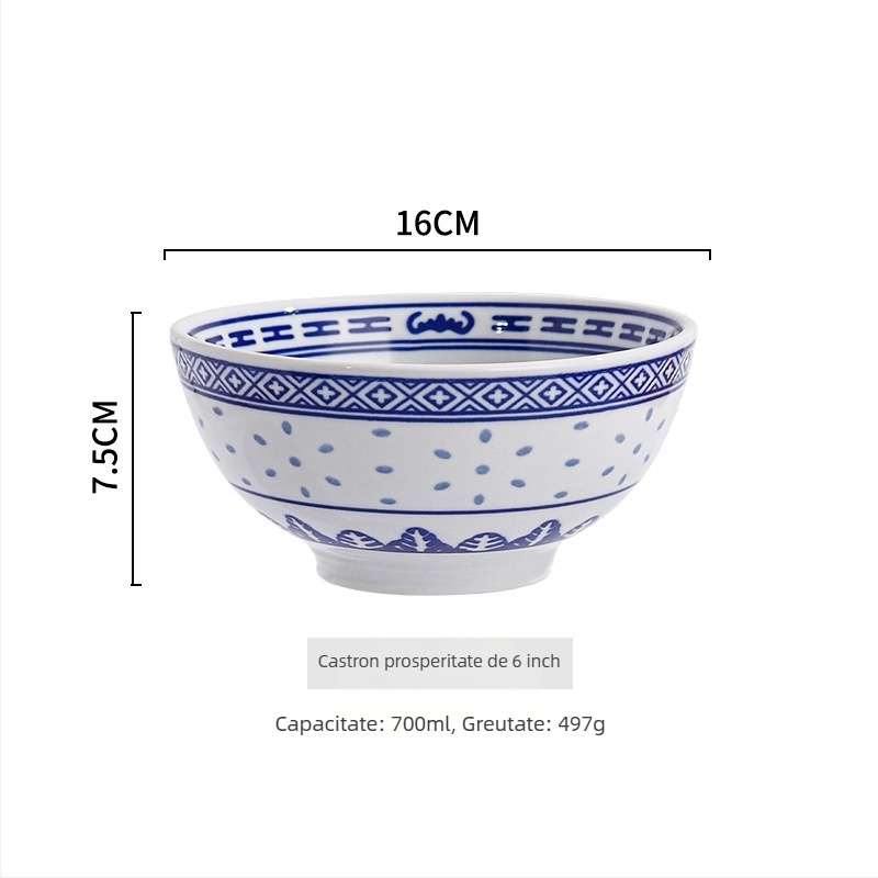 Bol din porțelan cu model floral, culoare subglazură, compatibil cu microunde, stil Chinez nou