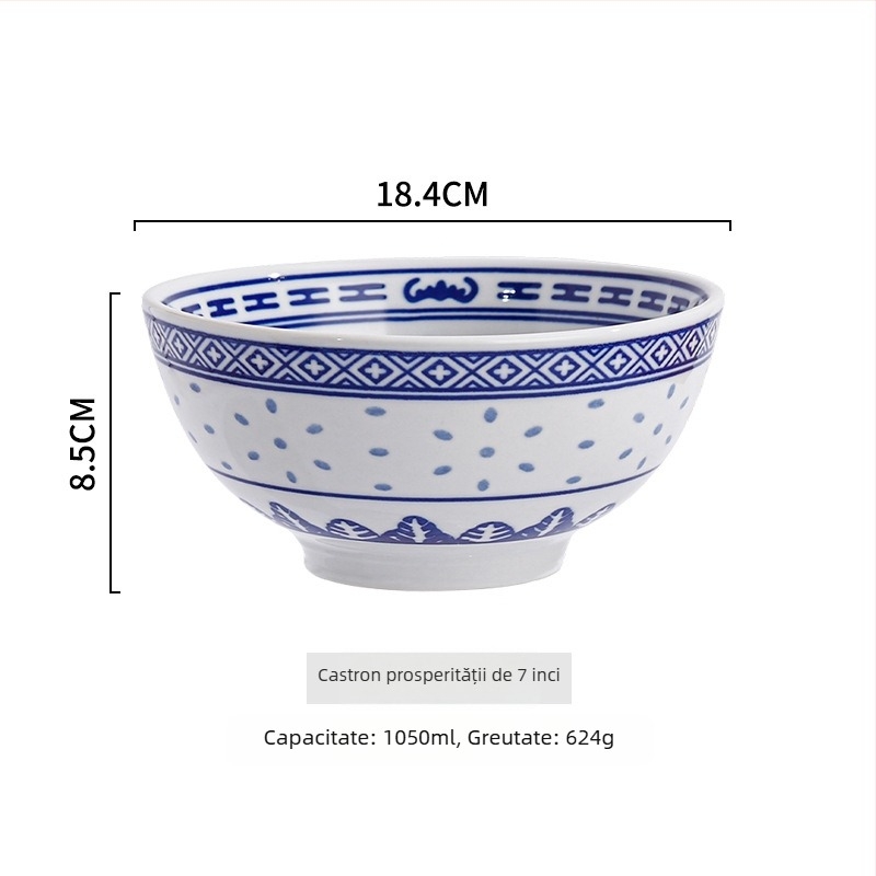 Bol din porțelan cu model floral, culoare subglazură, compatibil cu microunde, stil Chinez nou