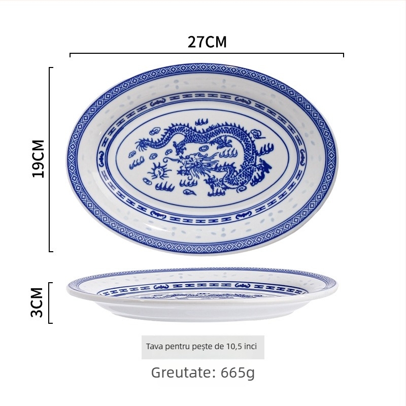 Bol din porțelan cu model floral, culoare subglazură, compatibil cu microunde, stil Chinez nou