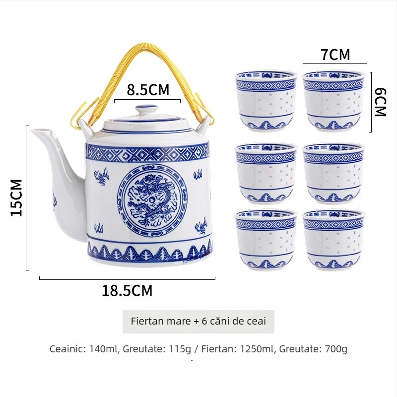 Bol din porțelan cu model floral, culoare subglazură, compatibil cu microunde, stil Chinez nou