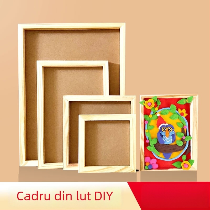 Ramă pentru poze din lemn de pin, formă dreptunghiulară, Mingbojia, seria Frame de fotografii, design desen animat