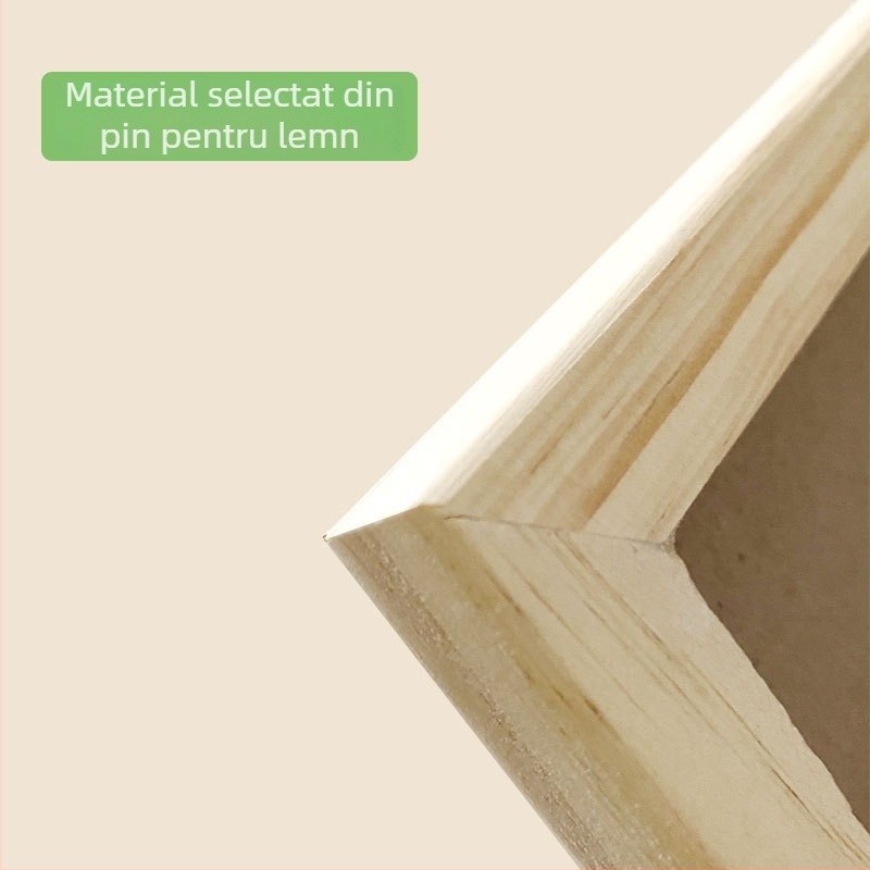 Ramă pentru poze din lemn de pin, formă dreptunghiulară, Mingbojia, seria Frame de fotografii, design desen animat