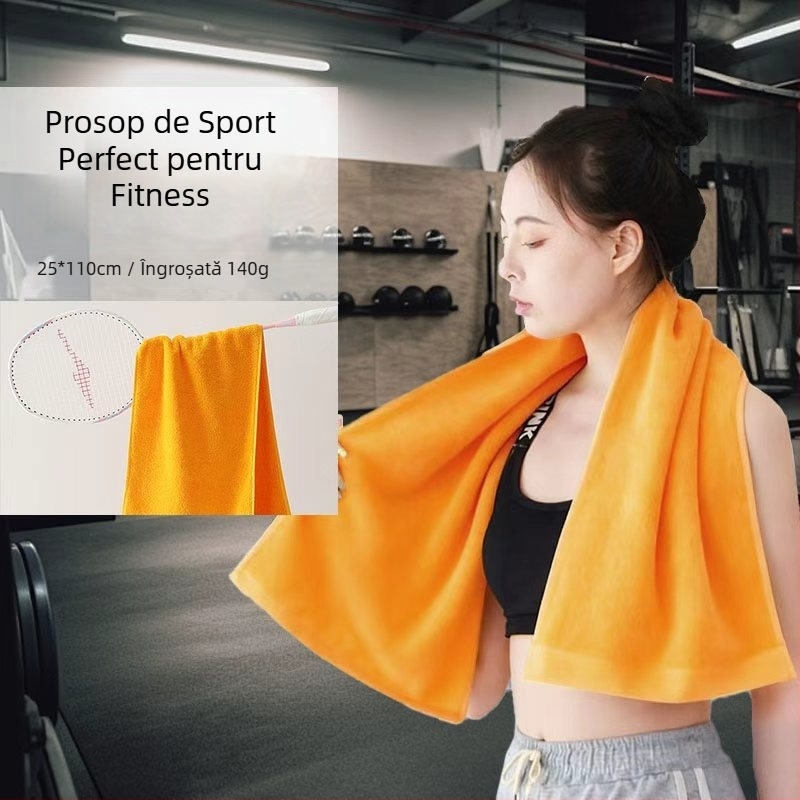 Prosop sport din 100% bumbac, îngroșat și lungit, pentru maraton, yoga și fitness în aer liber, cu imprimare logo, 140 g, absorbție rapidă