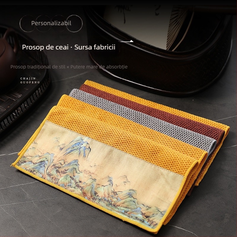 Prosop de bucătărie din poliester-bumbac, origine Dehua, cu logo tipărit, ambalat, stil național