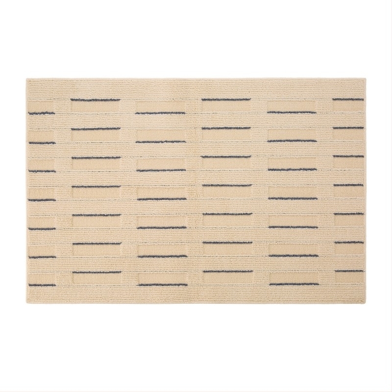 Covor de bucătărie în formă de bar, antiderapant, rezistent la ulei, țesătură Jacquard din fibre de polipropilenă, model grilă/geometric, lavabil manual sau la mașină