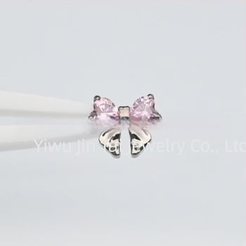 F136 Fundă inimă din aliaj de titan cu diamante, zircon multicolor, stil drăguț, cercei pentru urechi