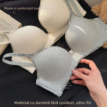Sutien fără cusături pentru femei, efect push-up pentru sâni mici, cupă 3/4, cupă modelată din bumbac, material nylon, bretele reglabil