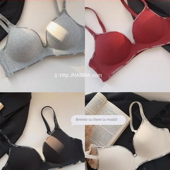 Sutien fără cusături pentru femei, efect push-up pentru sâni mici, cupă 3/4, cupă modelată din bumbac, material nylon, bretele reglabil
