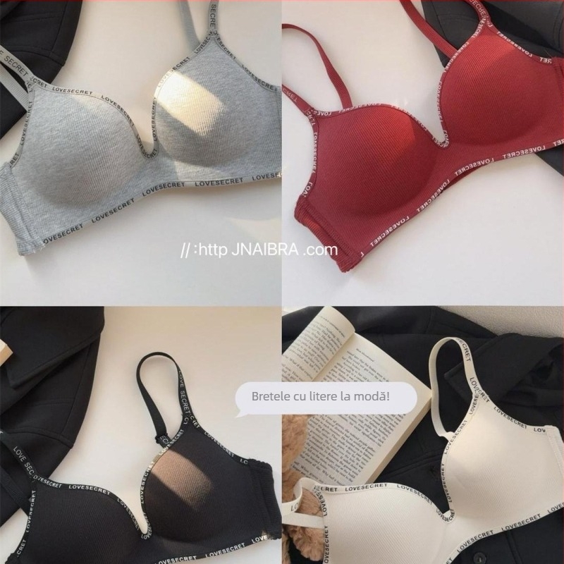 Sutien fără cusături pentru femei, efect push-up pentru sâni mici, cupă 3/4, cupă modelată din bumbac, material nylon, bretele reglabil