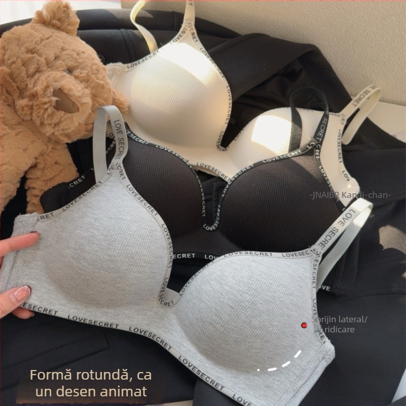 Sutien fără cusături pentru femei, efect push-up pentru sâni mici, cupă 3/4, cupă modelată din bumbac, material nylon, bretele reglabil