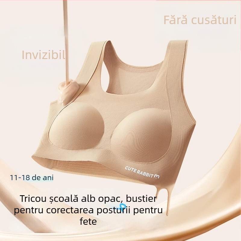 Sutien sport pentru fete din nylon, dintr-o singură bucată, cupe pline, burete în cupă, bretele fixe duble