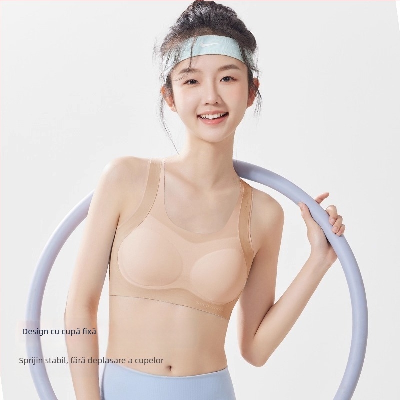 Sutien sport pentru fete din nylon, dintr-o singură bucată, cupe pline, burete în cupă, bretele fixe duble