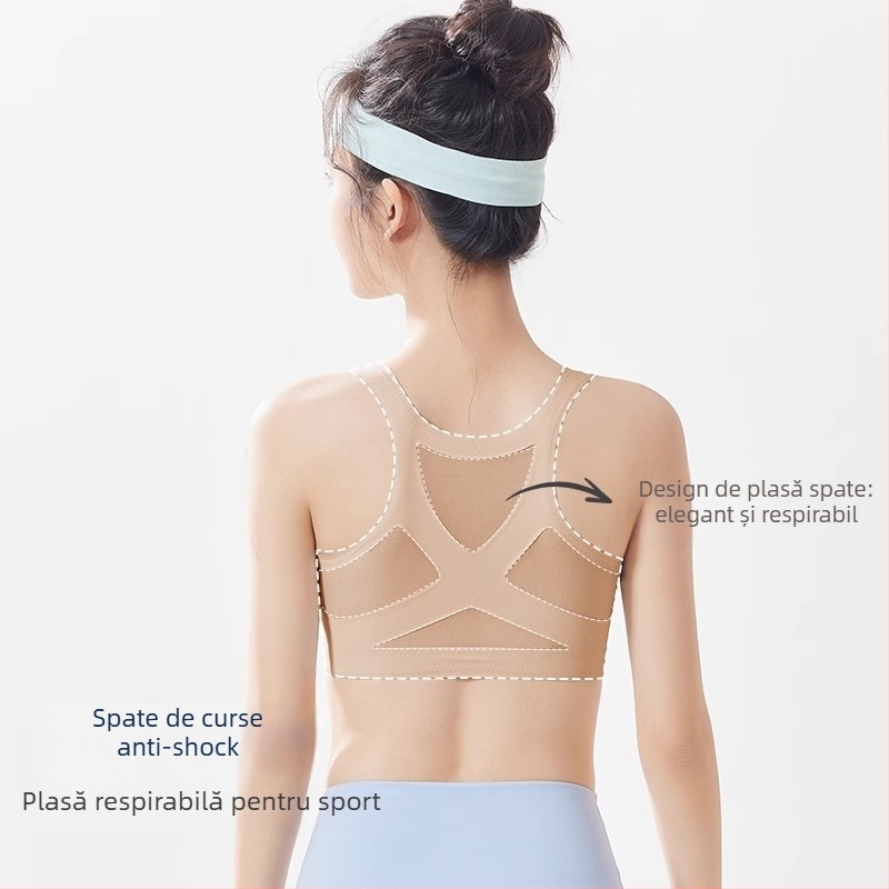 Sutien sport pentru fete din nylon, dintr-o singură bucată, cupe pline, burete în cupă, bretele fixe duble
